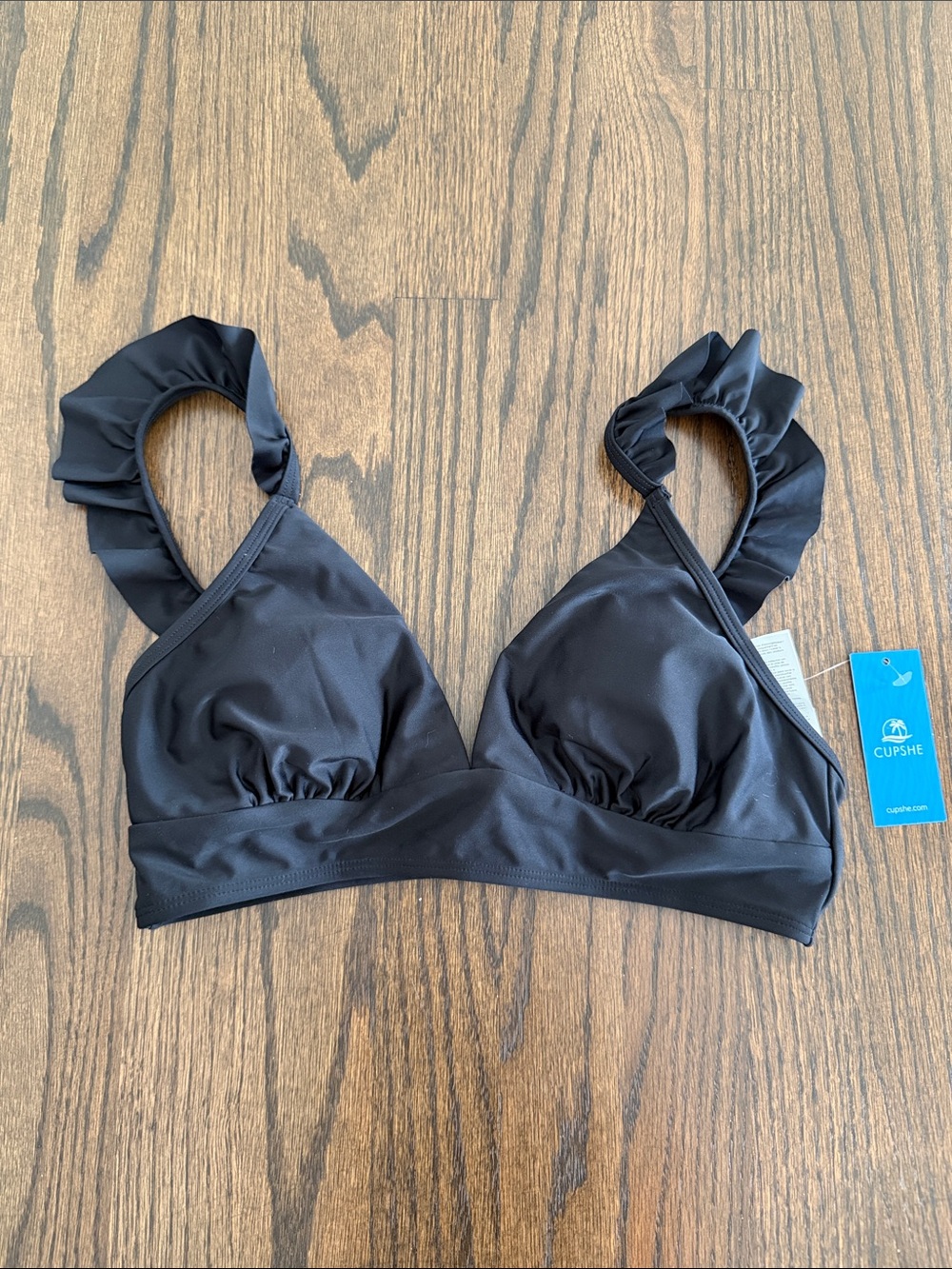 Cupshe Black Ruffle Strap Bikini top